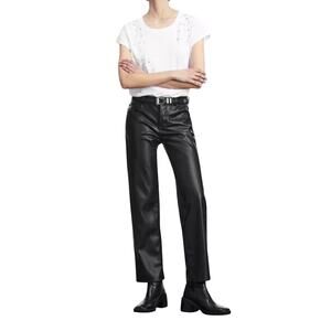 The Kooples Faux Leather Straight Leg Pant Sz 38 (US 6) Black Zip Front